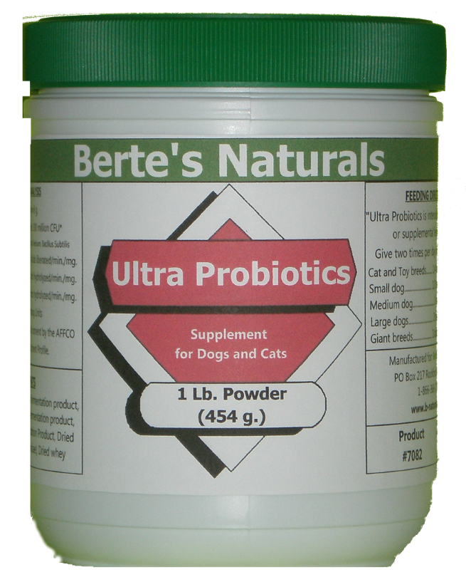Berte\'s Ultra Probiotic Powder Digestion Aid (1 lb) for Cats and Dogs